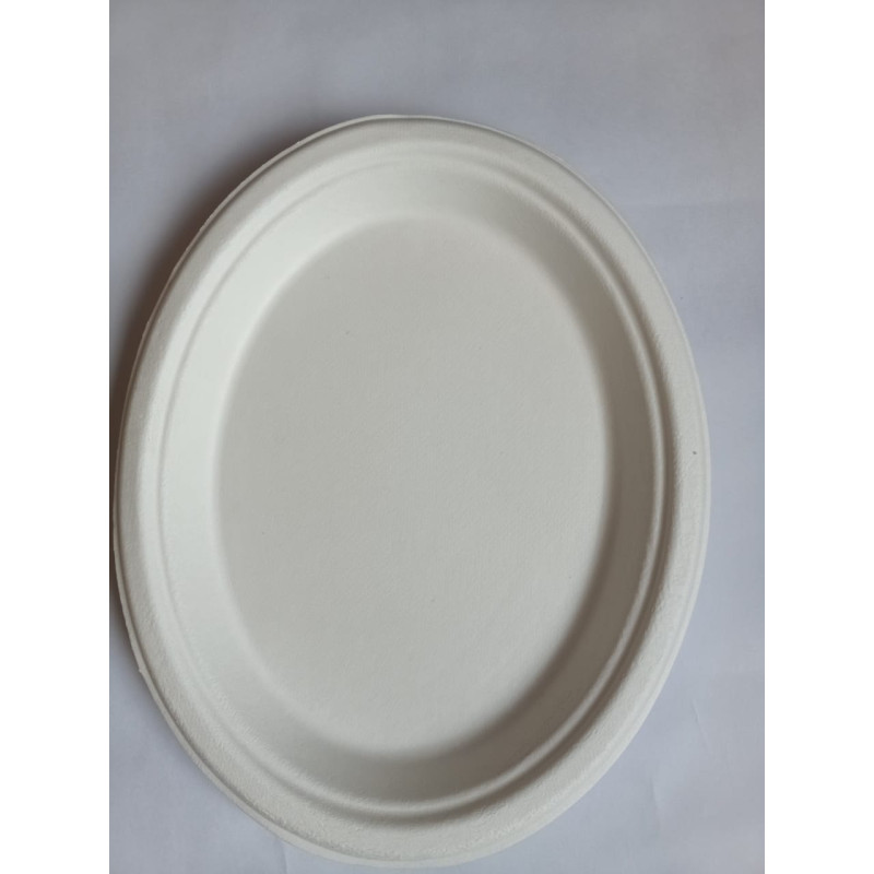 9" Plain oval plat (Bagasse)